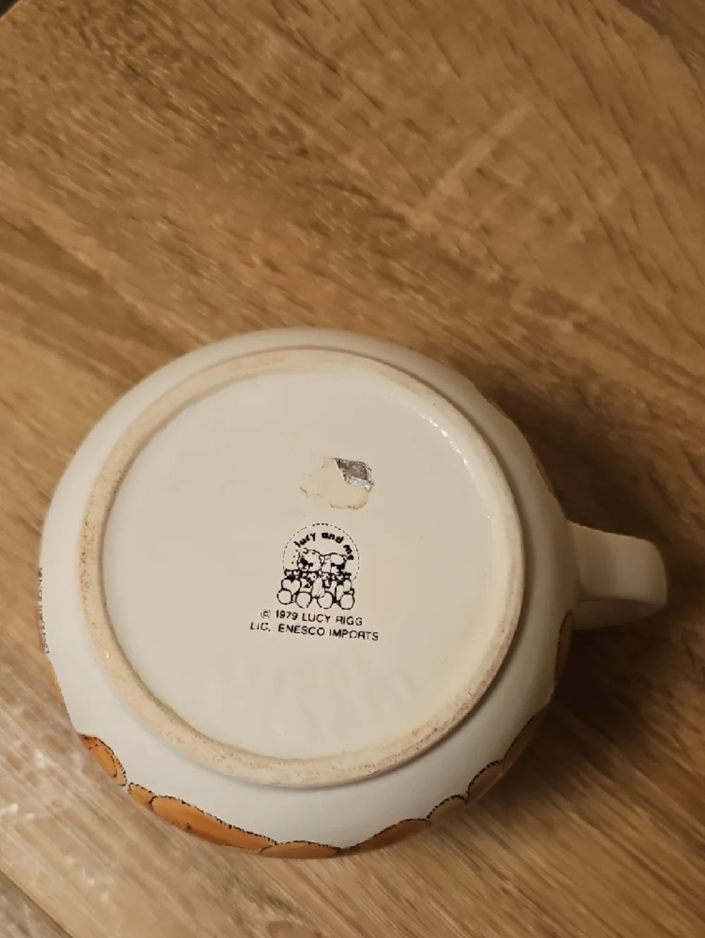 Vintage Enesco Lucy & Me White Ceramic Mug with Cute Bear Row and Red Rim